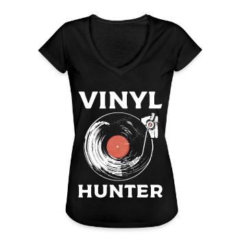 Vinyl Hunter Vinyl Record Collecting - Frauen Vintage T-Shirt - Schwarz - Vorne - Danielle (179cm)