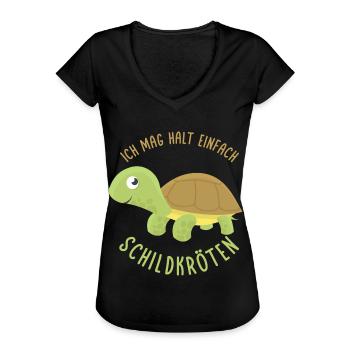 Schildkröten - Frauen Vintage T-Shirt - Schwarz - Vorne - Danielle (179cm)