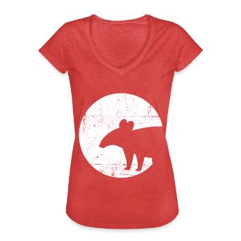tapir - T-shirt vintage Femme - rouge chiné - Devant - Danielle (179cm)