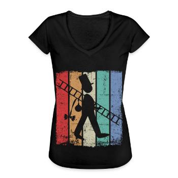 Schornsteinfeger Schlotfeger - Frauen Vintage T-Shirt - Schwarz - Vorne - Danielle (179cm)
