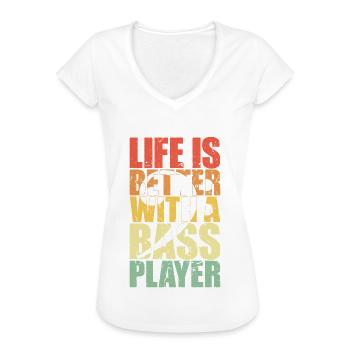 Bass Player Gift LIFE IS BETTER WITH A BASS PLAYER - T-shirt vintage Femme - noir - Devant - Danielle (179cm)