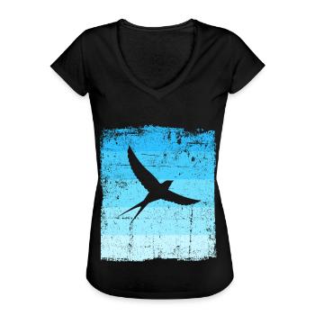 Vögel Vogel Schwalbe - Frauen Vintage T-Shirt - Schwarz - Vorne - Danielle (179cm)