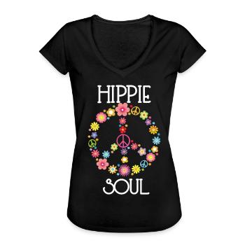 Hippie Soul, Gypsy, Flower Power, Peace, Geschenk - Frauen Vintage T-Shirt - Schwarz - Vorne - Danielle (179cm)