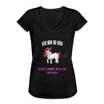 Ich bin so süß ich könnt Zucker pupsen Einhorn - Frauen Vintage T-Shirt - Schwarz - Vorne - Danielle (179cm)