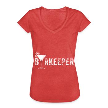 barman - T-shirt vintage Femme - rouge chiné - Devant - Danielle (179cm)