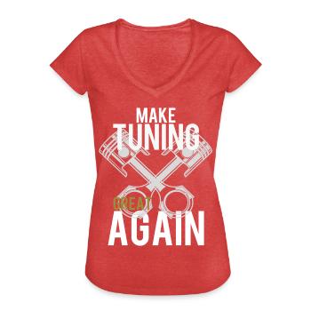 Tuning - Frauen Vintage T-Shirt - Rot meliert - Vorne - Danielle (179cm)