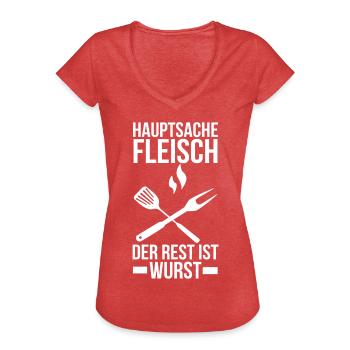 Barbecue - T-shirt vintage Femme - rouge chiné - Devant - Danielle (179cm)