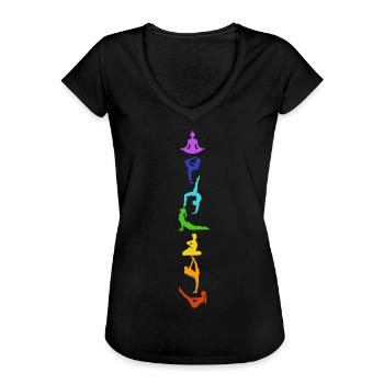 7 Chakra Yoga Kundalini Hatha Méditation Cadeau - T-shirt vintage Femme - noir - Devant - Danielle (179cm)