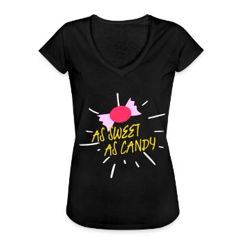 Bonbons - Frauen Vintage T-Shirt - Schwarz - Vorne - Danielle (179cm)