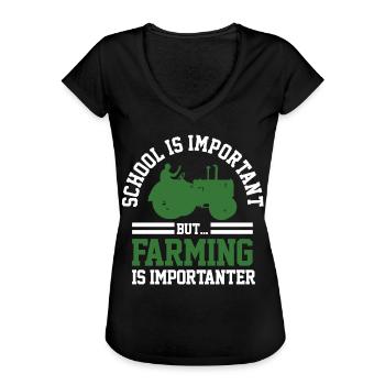 Landwirt - Frauen Vintage T-Shirt - Schwarz - Vorne - Danielle (179cm)