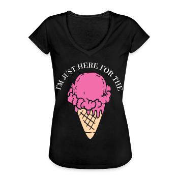 crème glacée - T-shirt vintage Femme - noir - Devant - Danielle (179cm)