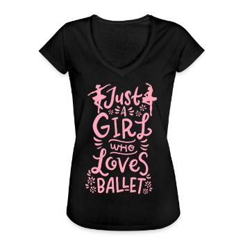 Ballett - Frauen Vintage T-Shirt - Schwarz - Vorne - Danielle (179cm)