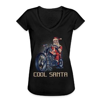 Weihnachtsmann Biker Weihnachten Motorrad Geschenk - Frauen Vintage T-Shirt - Schwarz - Vorne - Danielle (179cm)