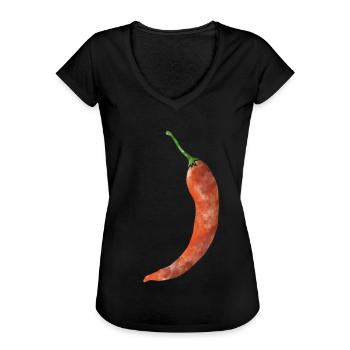 Chilli - Frauen Vintage T-Shirt - Schwarz - Vorne - Danielle (179cm)