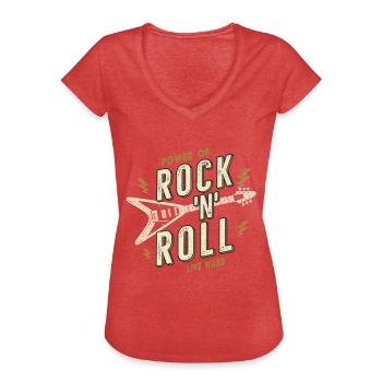 Rock and Roll - Frauen Vintage T-Shirt - Rot meliert - Vorne - Danielle (179cm)