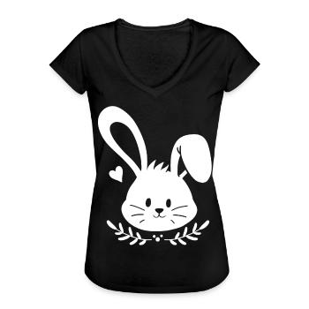 Lapin de Pâques - T-shirt vintage Femme - noir - Devant - Danielle (179cm)