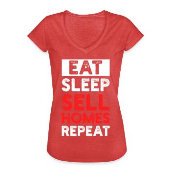 Agent immobilier - T-shirt vintage Femme - rouge chiné - Devant - Danielle (179cm)