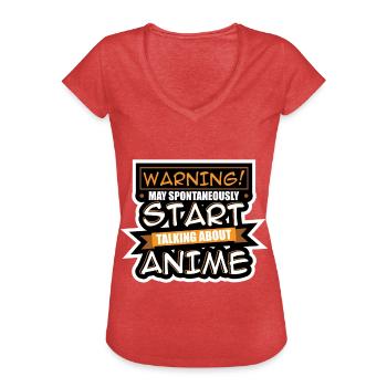 Anime-serien - Vintage-T-shirt dam - rödmelerad - Fram - Danielle (179cm)
