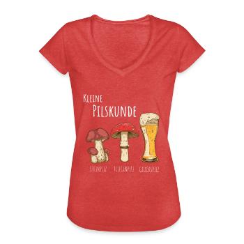Pils Bier Kleine Pilzkunde Pilze sammeln - Frauen Vintage T-Shirt - Rot meliert - Vorne - Danielle (179cm)