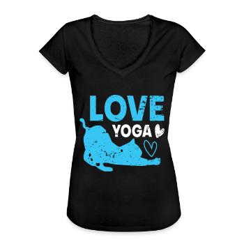 Yoga Yoga Damen Yoga outfit Yoga Sprüche - Frauen Vintage T-Shirt - Schwarz - Vorne - Danielle (179cm)