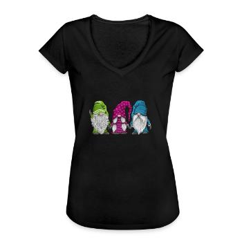 Weihnachten Christmas Wichtel - Frauen Vintage T-Shirt - Schwarz - Vorne
