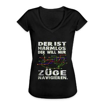 Fahrdienstleiter , Eisenbahner und Weichenwärter - Frauen Vintage T-Shirt - Schwarz - Vorne - Danielle (179cm)