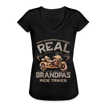 Real Grandpas Ride Trikes Motortriker & Biker Opa - Frauen Vintage T-Shirt - Schwarz - Vorne - Danielle (179cm)