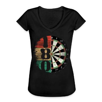 Dart Champion Retro Dartscheibe 180 Dartpfeil - Frauen Vintage T-Shirt - Schwarz - Vorne - Danielle (179cm)