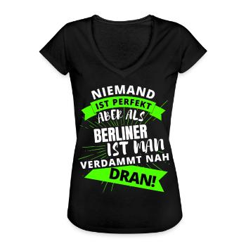 Berlin , Berliner , Hauptstadt, BERLIN Deutschland - Frauen Vintage T-Shirt - Schwarz - Vorne - Danielle (179cm)