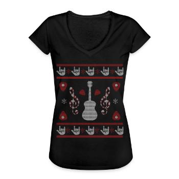 Gitarrist Ugly Christmas Rock & Roll Gitarren Xmas - Frauen Vintage T-Shirt - Schwarz - Vorne - Danielle (179cm)