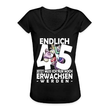 Endlich 45 Jahre - 45. Geburtstag - Frauen Vintage T-Shirt - Schwarz - Vorne
