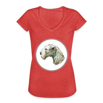 Lakeland Terrier Dog Watercolor Illustration - Women's Vintage T-Shirt - heather red - Front - Danielle (179cm)