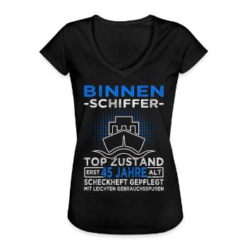 Binnenschiffer 45 Jahre - Boot Kapitän - Frauen Vintage T-Shirt - Schwarz - Vorne
