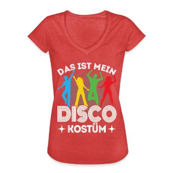 Disco 70er 80er Jahre Disko Party Outfit Discothek - Frauen Vintage T-Shirt - Rot meliert - Vorne - Danielle (179cm)