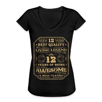 12 Geburtstag 12 Jahre Mann 12 jahre legende 12 - Frauen Vintage T-Shirt - Schwarz - Vorne - Danielle (179cm)