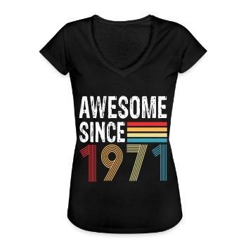 Awesome Since 1971 Geburtstag 1971 Vintage 1971 - Frauen Vintage T-Shirt - Schwarz - Vorne - Danielle (179cm)