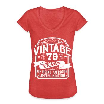Geburtstag Vintage 79 Jahre Limited Edition - Frauen Vintage T-Shirt - Rot meliert - Vorne - Danielle (179cm)