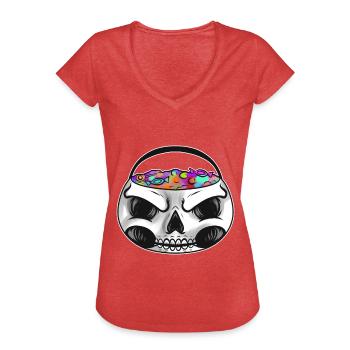Sweets Bucket Scary Skeleton Sweets Collecting On - Frauen Vintage T-Shirt - Rot meliert - Vorne - Danielle (179cm)