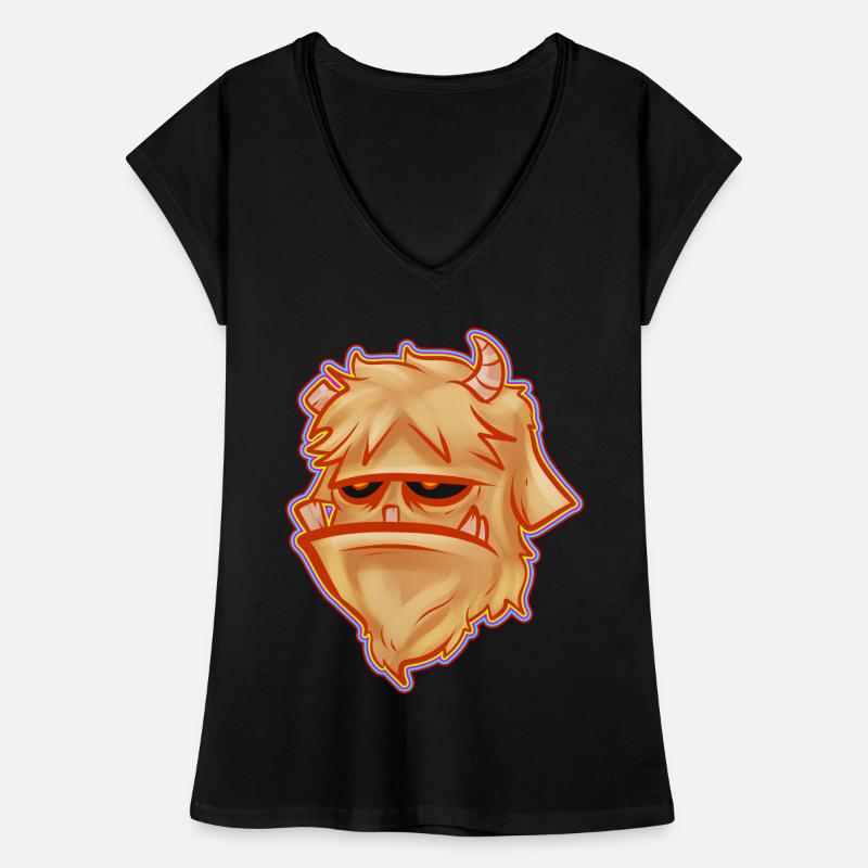 Grumpy Brown Monster With Horns Halloween Women's Vintage T-Shirt