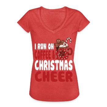 Kaffee und Weihnachtsstimmung Weihnachten - Frauen Vintage T-Shirt - Rot meliert - Vorne - Danielle (179cm)