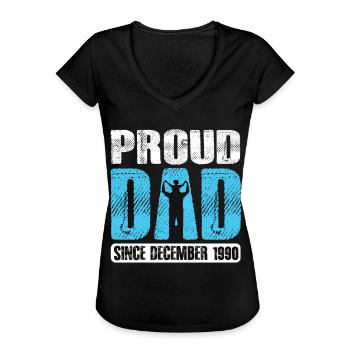 Proud Dad Since December 1990 - Women's Vintage T-Shirt - black - Front - Danielle (179cm)