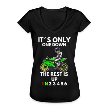 Motorcycle Lifestyle / Motorcycle / Motorcycle biker - Women's Vintage T-Shirt - black - Front - Danielle (179cm)