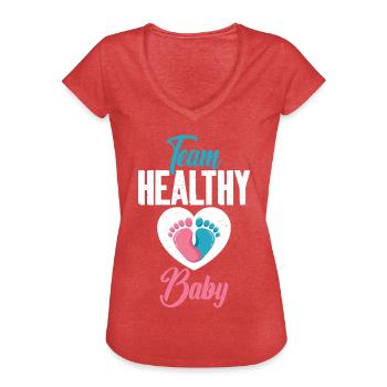 Team Healthy Baby Gender Reveal - Frauen Vintage T-Shirt - Rot meliert - Vorne - Danielle (179cm)