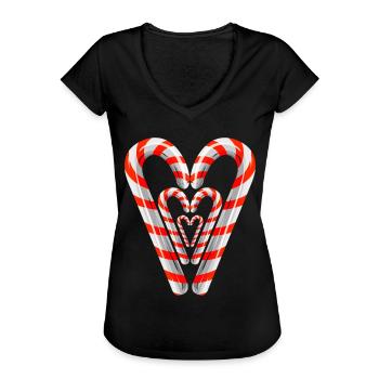 Sugar Canes Forming A Heart For Christmas - Frauen Vintage T-Shirt - Schwarz - Vorne - Danielle (179cm)