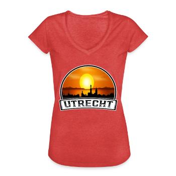 Utrecht Niederlande Skyline Vintage Sunset Travel - Frauen Vintage T-Shirt - Rot meliert - Vorne - Danielle (179cm)