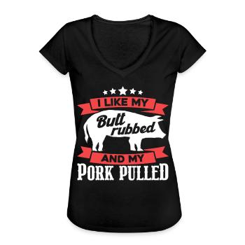 J’aime mes fesses frottées et mon porc tiré - T-shirt vintage Femme - noir - Devant - Danielle (179cm)