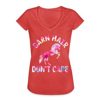 Barn Hair Dont Care - Frauen Vintage T-Shirt - Rot meliert - Vorne - Danielle (179cm)