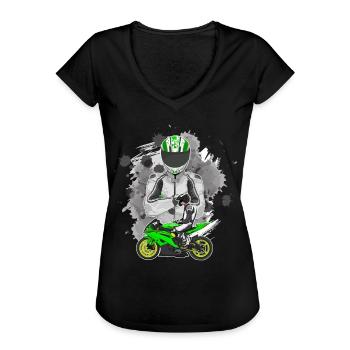 Motorcycle Lifestyle / Motorrad / Motorräder biker - Frauen Vintage T-Shirt - Schwarz - Vorne - Danielle (179cm)