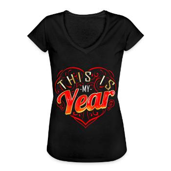 New Years Resolution Eve This Is My Year - Women's Vintage T-Shirt - black - Front - Danielle (179cm)
