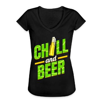 Chill And Beer le jour de la Saint-Patrick - T-shirt vintage Femme - noir - Devant - Danielle (179cm)